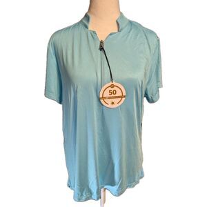 Tail Polo Women's XL Short Sleeve 1/4 Zip Blue MSRP $60 UPF 50 Golf Pickleball